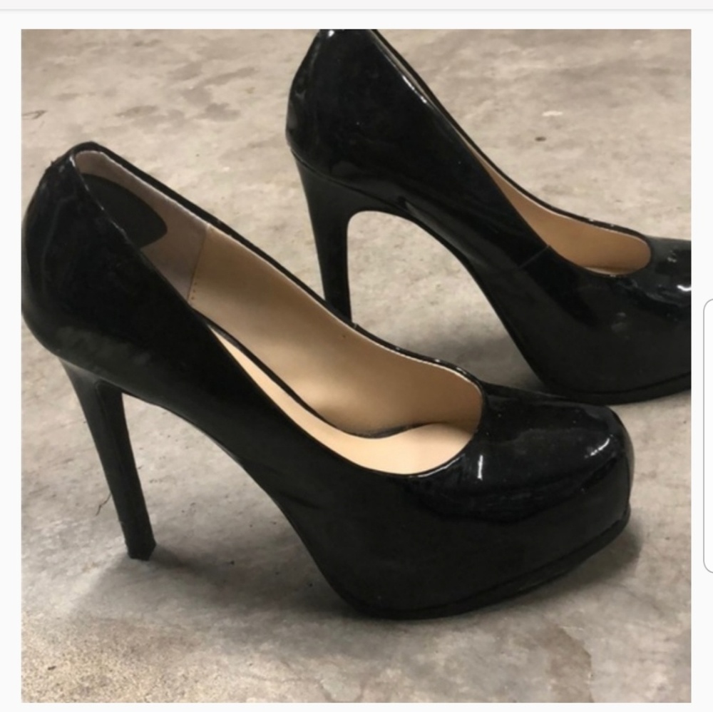 Kelsi Dagger Brette Patent Black Heels 6.5 M